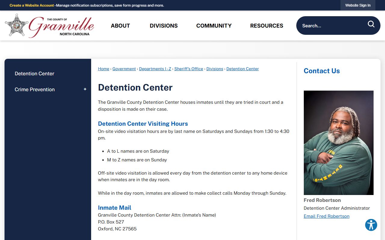 Granville County arrest records detention center source