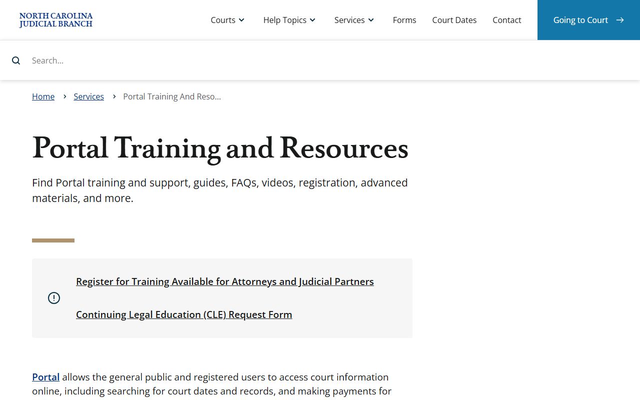 Granville County court dockets official Portal training page