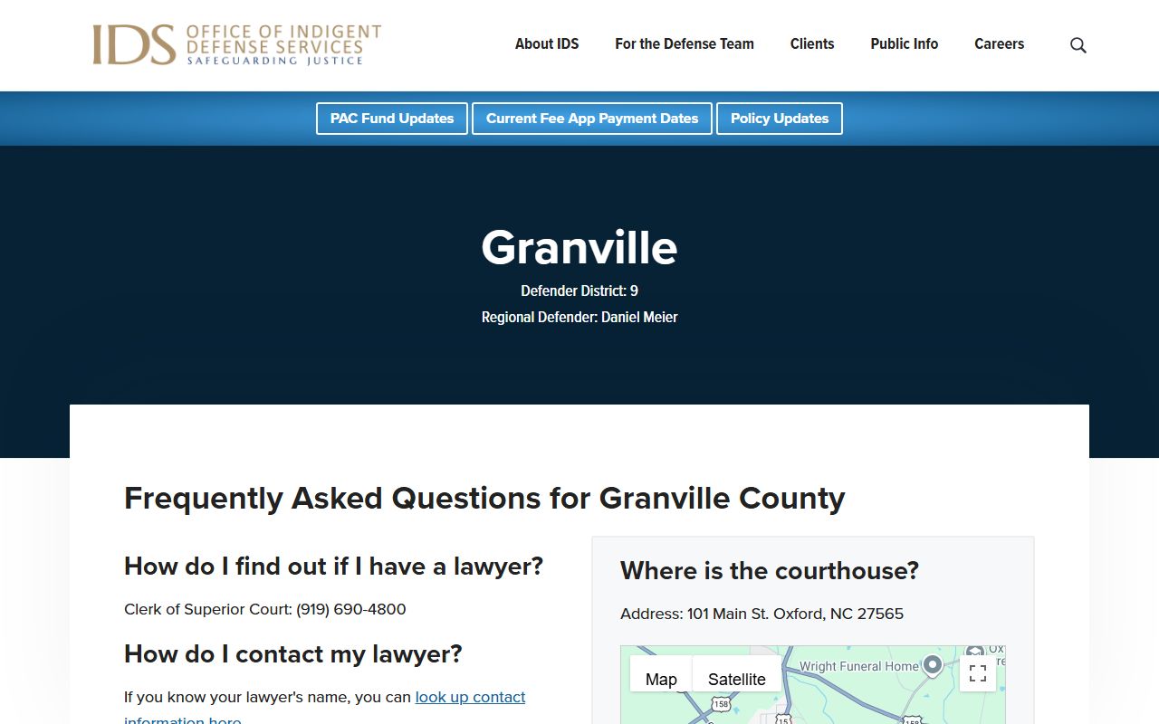 Granville County criminal court records NCIDS Granville page