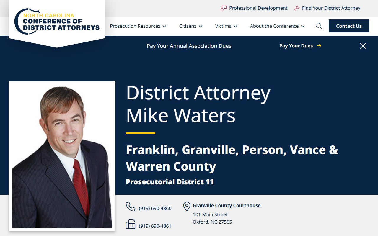 Granville County criminal court records District Attorney page