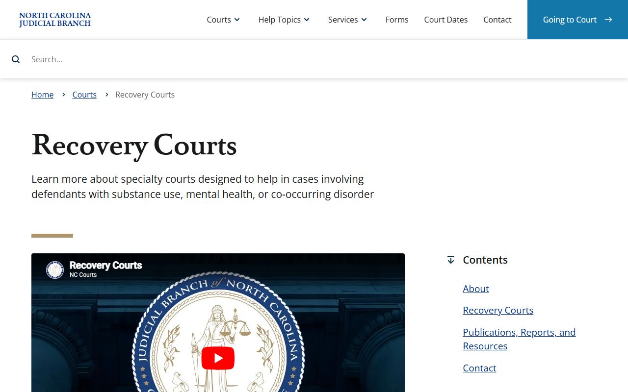 Granville County Superior Court statewide recovery courts information