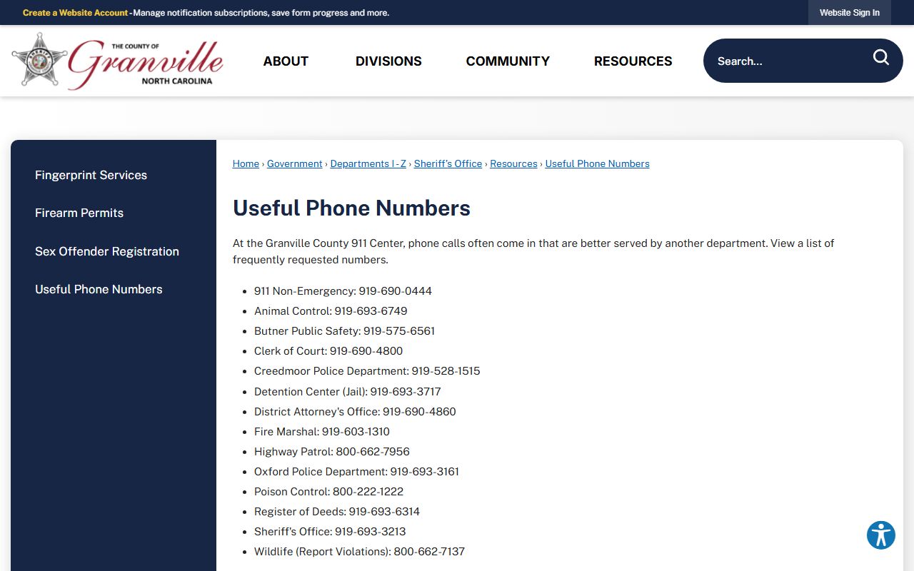 Granville County inmate records useful phone numbers source