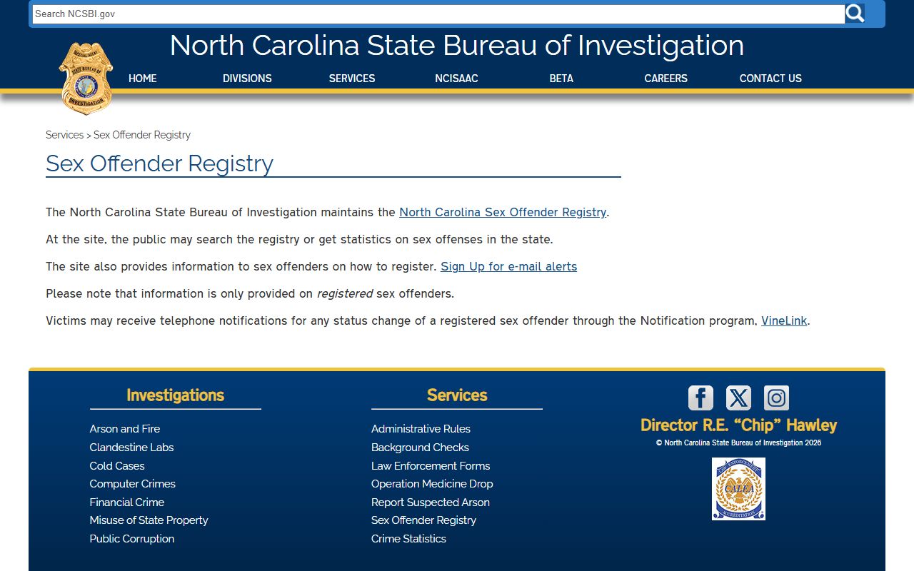 Granville County inmate records NCSBI registry service source