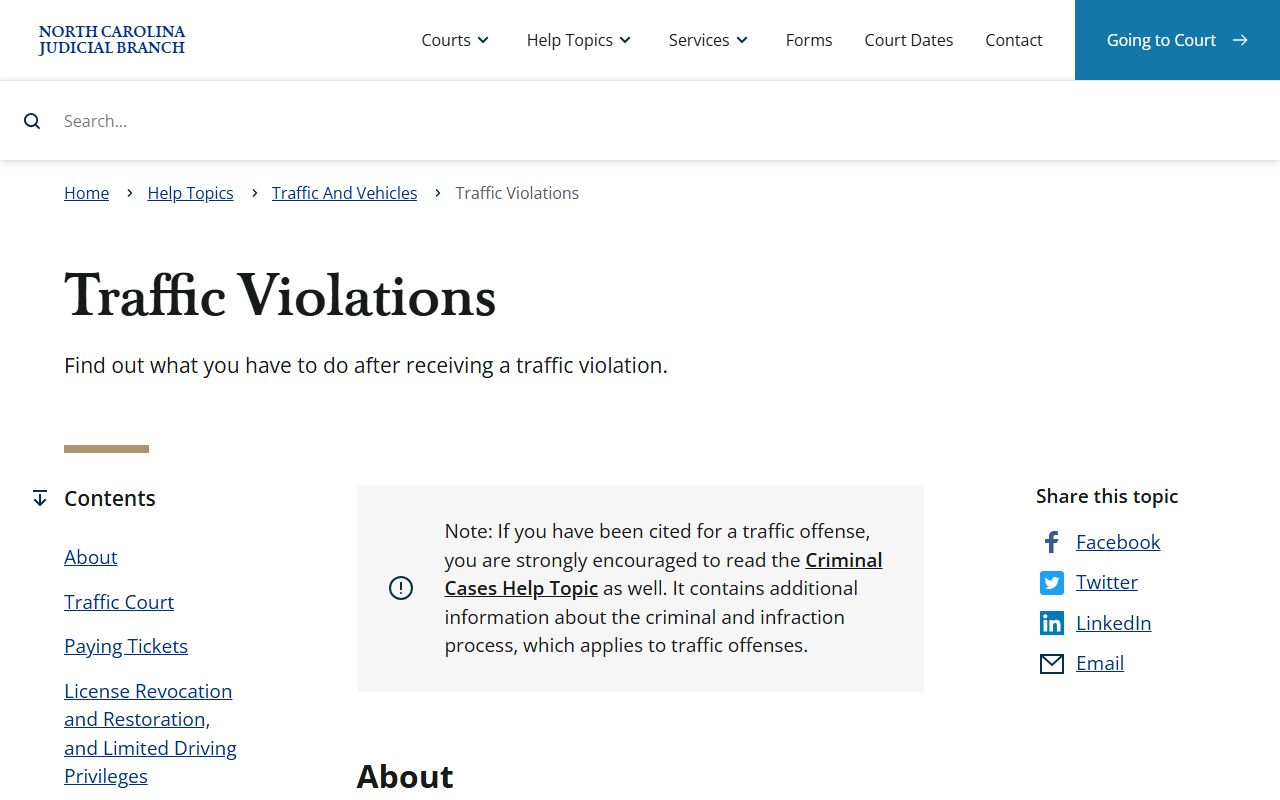 Granville County traffic court records traffic violations guidance