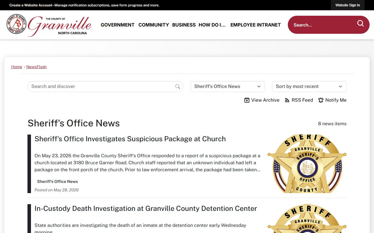 Granville County warrant records sheriff news source