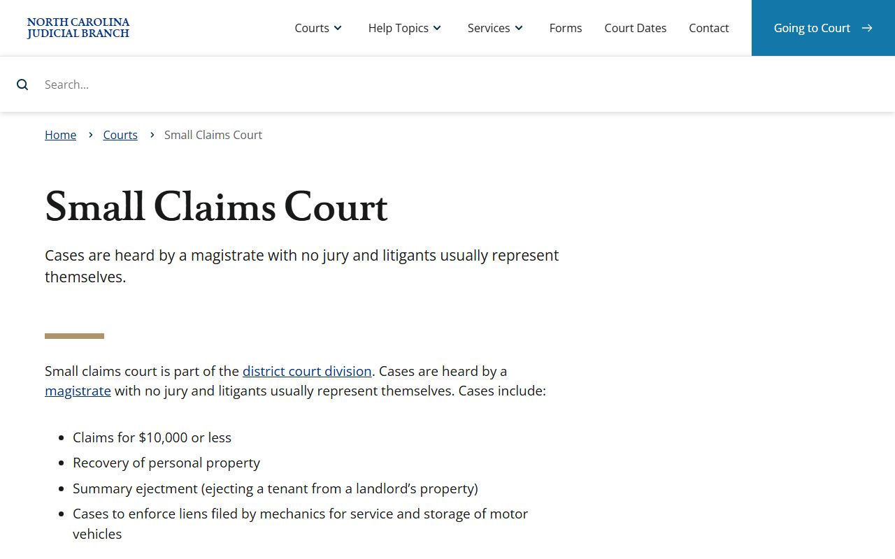 Granville County warrant records magistrate small claims source