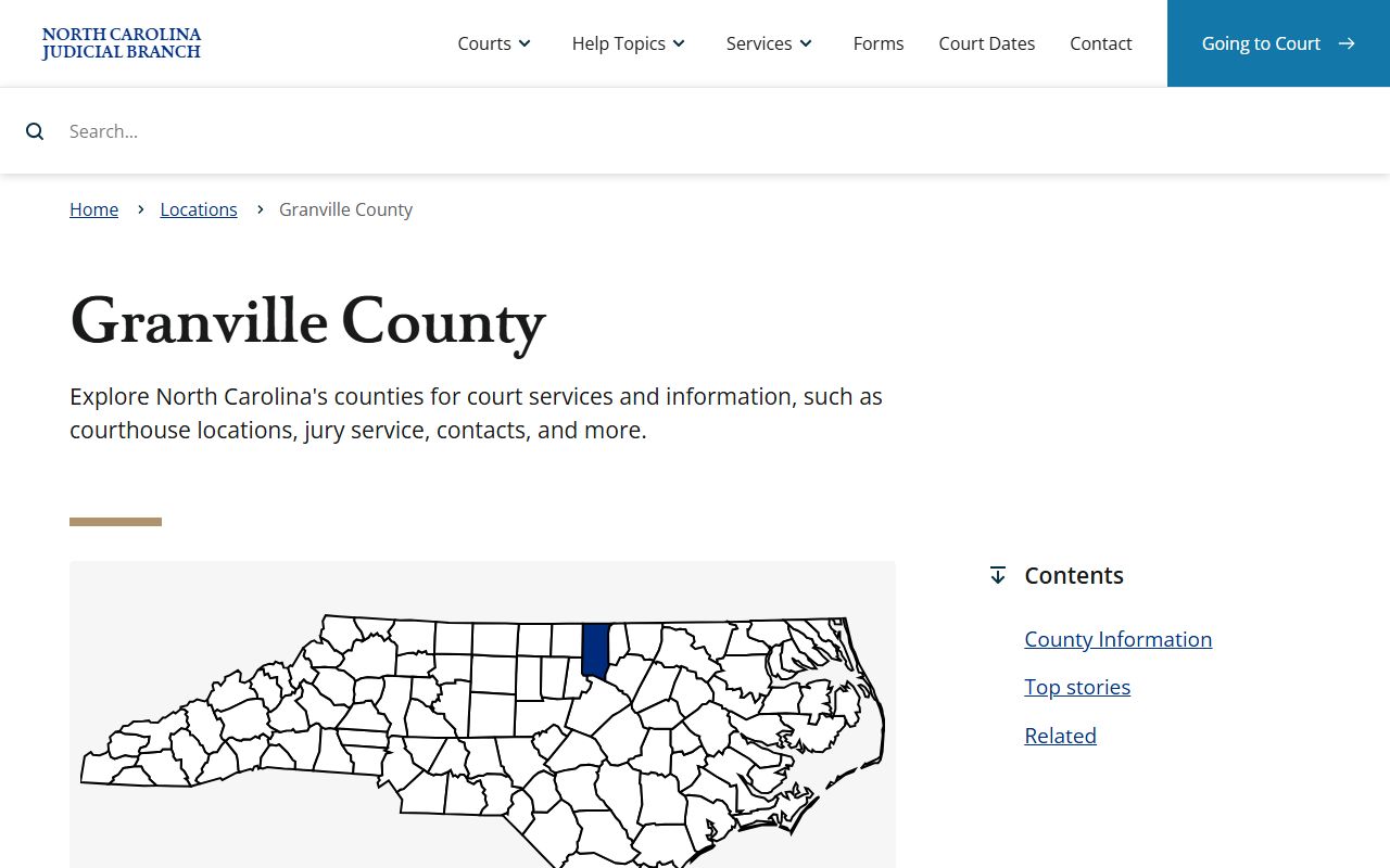 Granville County Court records Judicial Branch landing page