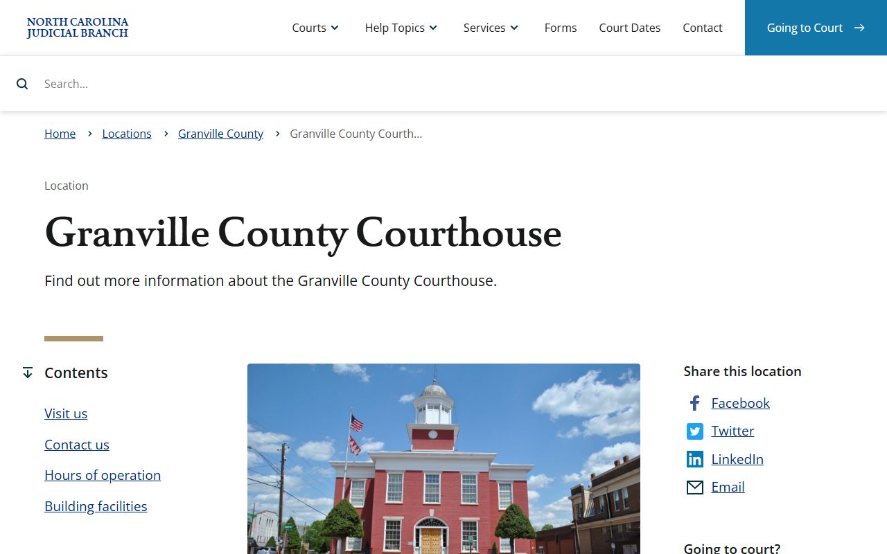 Granville County Court courthouse address and hours